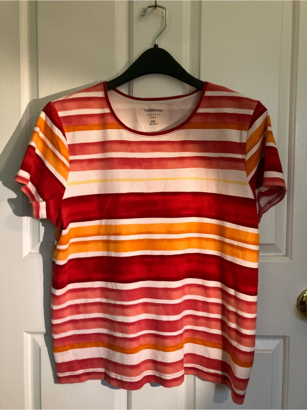 croft & barrow Red, Orange & White Striped Short Sleeve Tee